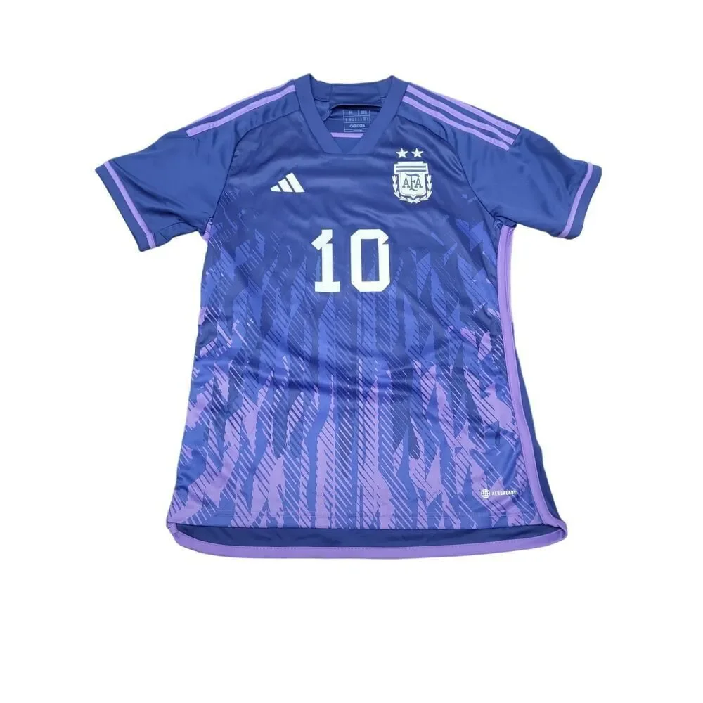 Official Adidas Argentina Away Soccer Jersey 2022 Messi 10 WC Champion Size S